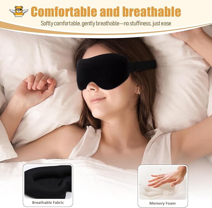 100% Light Blocking Sleep Mask Set, Only 0.73oz Light Comfortable 3D Contoured Memory Foam, Blink Freely Eye Masks for Sleep, Travel, Nap, for Women, Purple