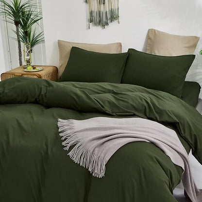 Houseri Army Green Comforter Set Full Olive Green Bedding Comforters Full Size Ultra Comfy Soft Dark Green Comforter Sets for Teen Boys Girls Military Green Blackish Green Farmhouse Bed Quilts Full