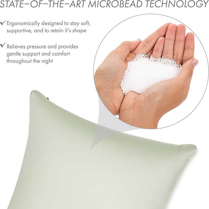 PILLOWY 24" x 24" Throw Pillow - Cadet Grey: 1 PCS Luxurious Premium Microbead Pillow with 85/15 Nylon/Spandex Fabric. Forever Fluffy, Outstanding Beauty & Support. Silky, Soft & Beyond Comfortable