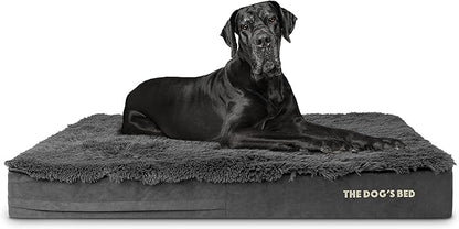 The Dog’s Bed Orthopedic Memory Foam Dog Bed Mattress, Fur Fabric, Grey Fur, XXL, 6-Inch