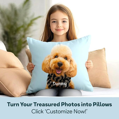 Fabric Textile Products Photo Pillows - USA Made - Customized with Pictures and Text - Throw Pillow - Personalized Gift - Friend Gifts - Kids Pillows (16"x16")