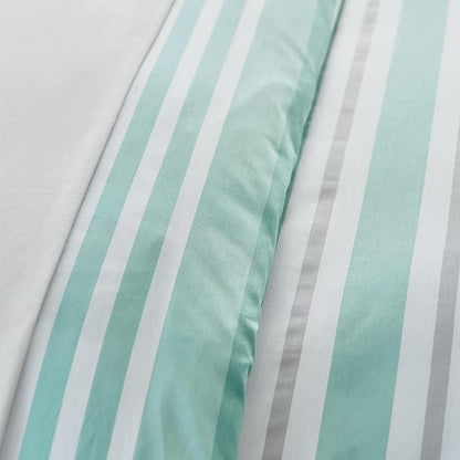 Levtex Home - Truro Spa Duvet Cover Set - King Duvet Cover + Two King Pillow Cases - Stripe - Spa, Grey and White - Duvet Cover (106 x 94in.) and Pillow Case (36 x 20in.) - Cotton