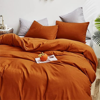 Pureant Burnt Orange Comforter Set Queen Size Terracotta Bedding Sets Rust Caramel Quilts Cotton for Women Girls Soft Boho Caramel Queen Size Comforter Sets Reddish Orange Blankets Durable