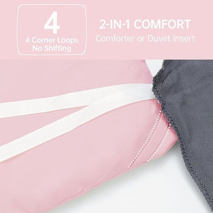 MUXHOMO Pink Twin/Twin XL Comforter Set, All Season Ultra Soft Down Alternative Bedding - 2 Piece Lightweight Bed Set Includes 1 Comforter (68"x88") and 1 Pillow Shams (20"x26")