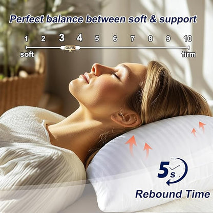 Pillows Standard Size Set of 4 Hotel Collection Bed Pillow for Sleeping Pillows 4 Pack for Back, Stomach or Side Sleepers Soft and Supportive Washable Pillows for Bedroom