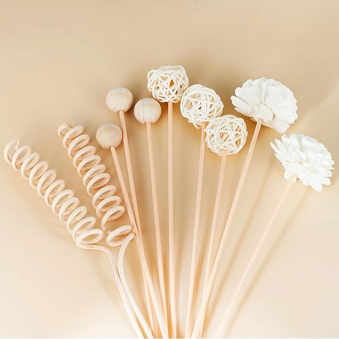 Reed Diffuser Stick,WUTAOBON 10Pcs 10Inch Natural Rattan Flower Reed Fragrance Diffuser Set, Fragrance Diffuser Replacement Rattan Sticks Home Decor (Primary Color)