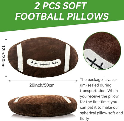 Football Pillow, 2 Pcs Soft Football Plush Throw Pillows, Cute Football Party Decorations Fluffy Sports Pillows for Bedroom Decor Valentines Day Gifts (20In)