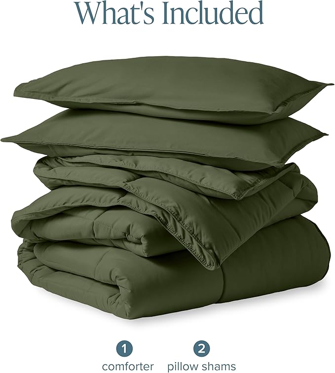 Bare Home Comforter Set - King/California King Size - Ultra-Soft - Goose Down Alternative - Premium 1800 Series - All Season Warmth (King/Cal King, Cypress Green)