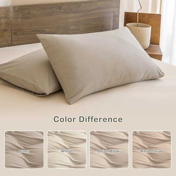 Sanracie Cotton Comforter Set Queen,Linen Like Textured Bedding Comforter for Queen Size Bed 3 Pieces(1 Solid Comforter and 2 Pillowcases) Soft Lightweight Bedding Set