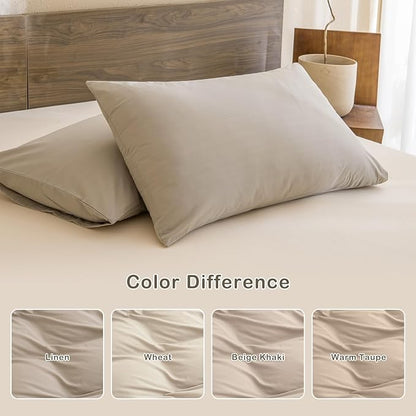 Sanracie King Comforter Set, Cotton Linen Feel Textured Comforter Set, Simple Neutral King Bedding Set 3pcs(1 Aesthetic Solid Comforter + 2 Pillowcases) Soft Lightweight