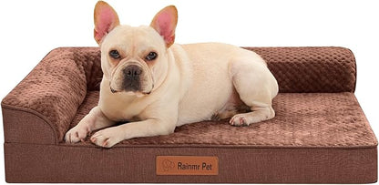 Orthopedic Dog Bed for Small and Medium Dogs, Memory Foam Pet Bed with Washable Removable Cover, Nonskid Bottom, Waterproof, for Indoor, Outdoor, Crate ＆ Car Use, 30x20x6 Inches, Brown Grey