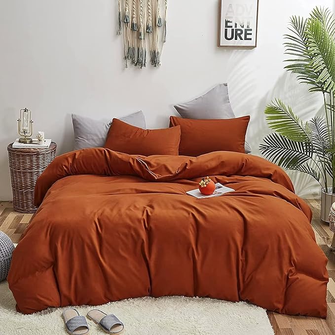 Houseri Burnt Orange Comforter Set California King Rust Orange Bedding Caramel Terracotta Cal King Comforter Sets Soft Comfy Women Men Aesthetic Cinnamon Reddish Brown Bed Quilts Blanket Cal King Size