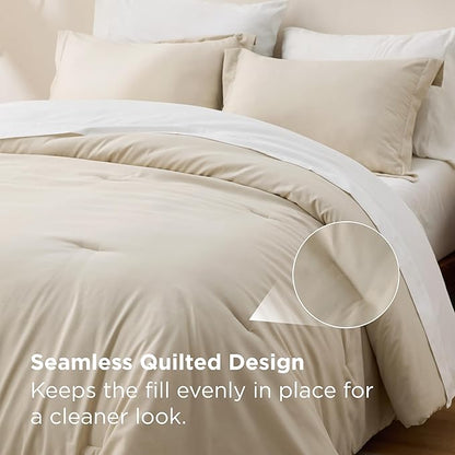 Bedsure Queen Comforter Set - 7 Pieces Beige Queen Bedding Set for All Seasons, Boho Contrasting Design Bed in a Bag with Comforter, Sheets, Pillowcases & Shams