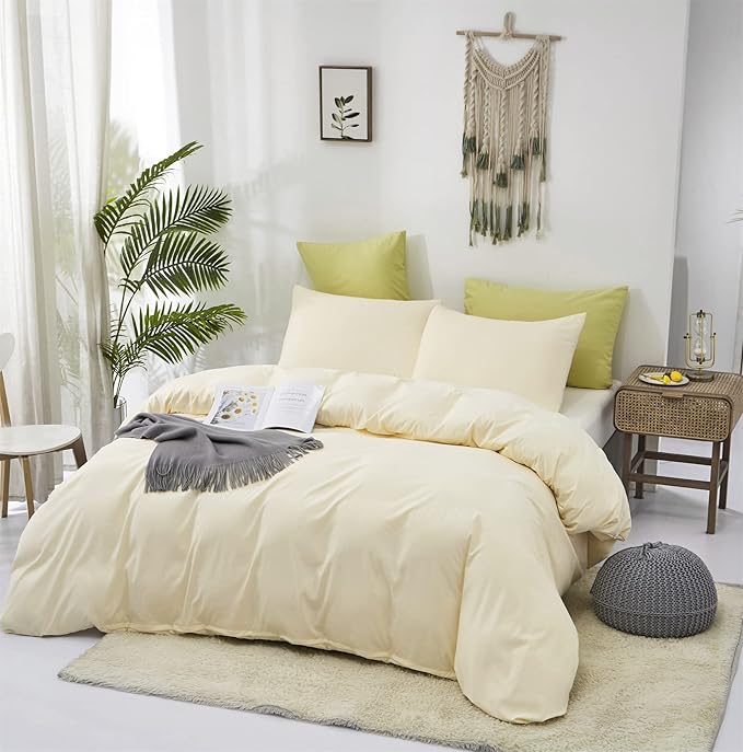 Cottonight Ivory White Comforter Set King Beige Bedding Comforter Set Off White Solid Blanket Quilts Modern Soft Breathable Modern Simple Off White Bedding Set for Women Men King Bed