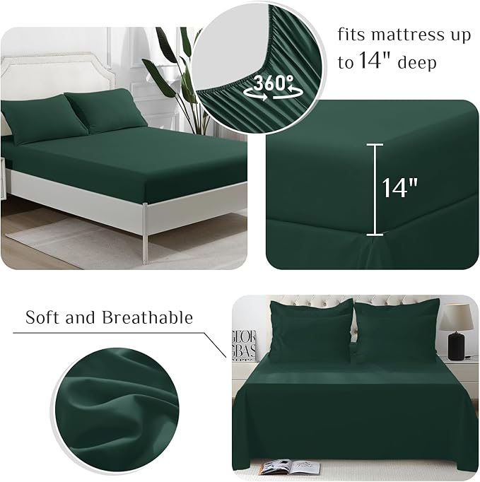 JOLLYVOGUE Twin Comforter Set, Ultra-Soft Bed in a Bag Twin Size 5 Pieces, Oeko-TEX Certified Bedding Set with Down Alternative Comforter, Sheets, Pillowcases & Shams, Emerald Green