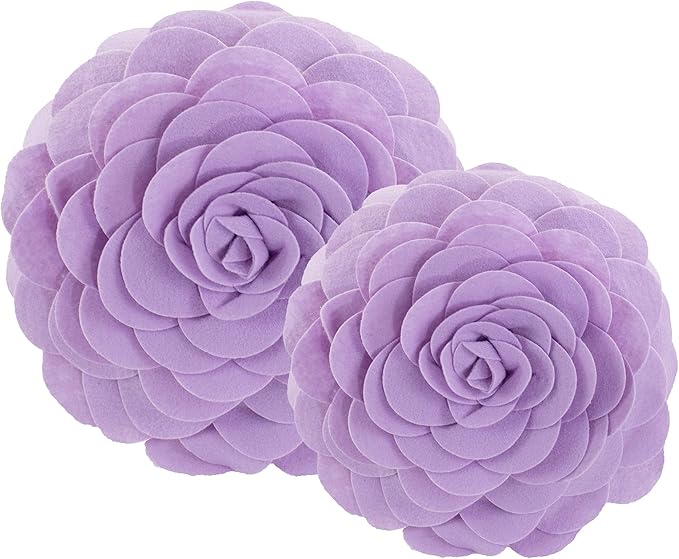 Fennco Styles Eva's Flower Garden Decorative Filled Throw Pillow 13" Round - Lilac Floral Accent Pillow for Home, Couch, Bed, Living Room, Holiday and Office Décor