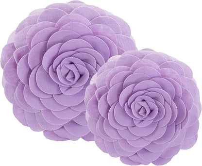 Fennco Styles Eva's Flower Garden Decorative Filled Throw Pillow 13" Round - Lilac Floral Accent Pillow for Home, Couch, Bed, Living Room, Holiday and Office Décor