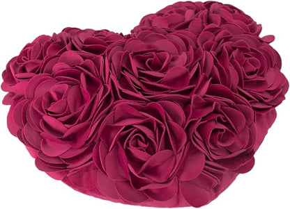 JWH Valentine's Day Throw Pillow Covers Decorative Flower Accent Pillow Cases Heart Shaped Cushion for Couch Living Room Bed Chair 14 x 16 Inches Rose Red