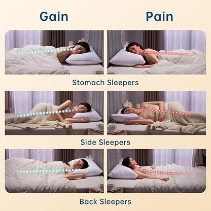 JOLLYVOGUE Queen Pillows, Oeko-Tex Certified Bed Pillows for Side, Back, and Stomach Sleepers - Medium Support Down Alternative Filling, Machine-Washable