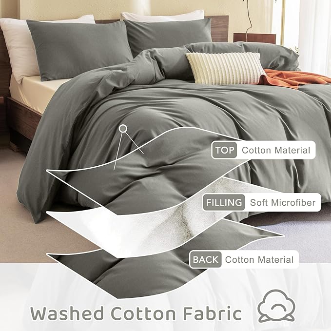 Sanracie Cotton King Comforter Set, Green Comforter 3Pcs Ultra Soft Breathable Bed Comforter Set for All Season