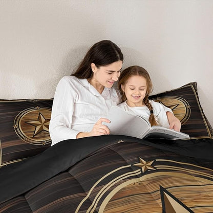 Erosebridal Western Texas Star Bedding Set Full Size, Boys Southwestern Decor Comforter Set Vintage Country Cowboy Duvet Insert Rustic Farmhouse Quilt for Kids Teens Youth Adult Bedroom Decor