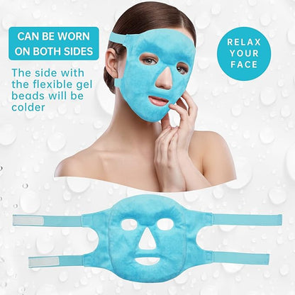 Cold Face Eye Mask Ice Pack Reduce Facial Puff, Dark Circles, Gel Hot Heat Cold Compress Pack, Face SPA Gift for Woman Sleeping, Pressure, Headaches, Skin Care, Post Laser Cosmetic Care[Blue]
