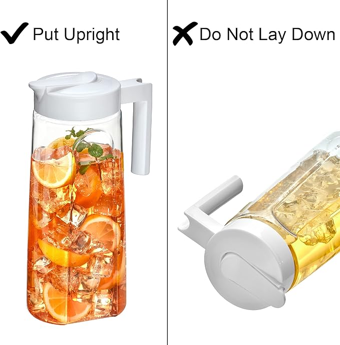 Amazing Abby - Slim - 2-Pack Tritan Pitcher (64 oz), Unbreakable Plastic Water Pitcher with Lid, BPA-Free, Heat-Resistant, Dishwasher-Safe, Great for Both Iced and Hot Drinks, White