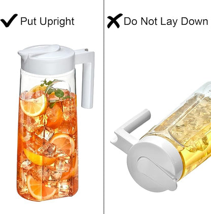 Amazing Abby - Slim - Tritan Pitcher (64 oz), Unbreakable Plastic Water Pitcher with Lid, BPA-Free, Heat-Resistant, Dishwasher-Safe, Great for Both Iced and Hot Drinks, Indoors and Outdoors, White
