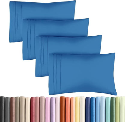 Queen Pillow Cases Set of 4 - Ultra Soft Hotel Quality Pillowcase Covers - Comfy, Cozy & Wrinkle Free - Shrink, Stain & Fade Resistant - Machine Washable Pillow Protectors - 4 Piece Set - Royal Blue