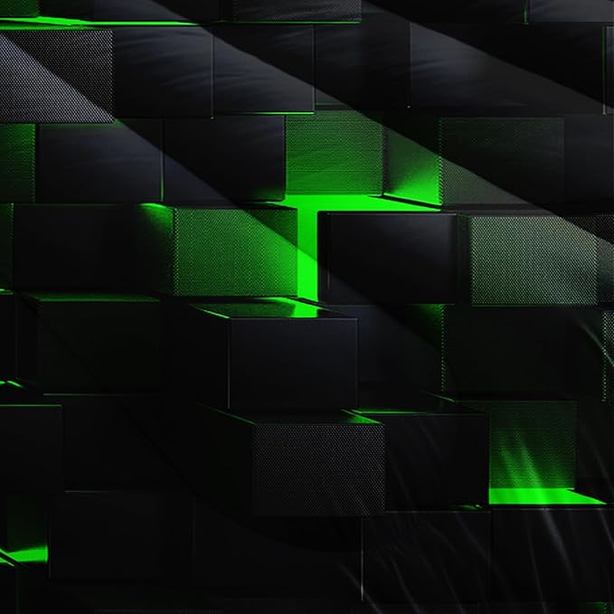 Neon Green Black Comforter Set Full Geometric Kids Bedding Set,3 PCS Geometry Honeycomb Bed Set Modern Quilt Set 1 Comforter 2 Pillow Cases Cool Room Decor All Season B-Side Black