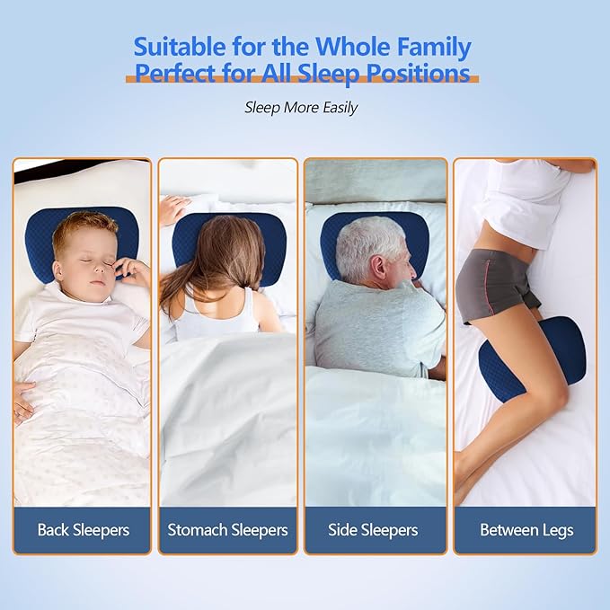 Ear Piercing Pillow for Side Sleepers, Pillow with an Ear Hole for CNH and Ear Pain Ear Inflammation Pressure Sores (Blue, 17.3"x12.6"x2")
