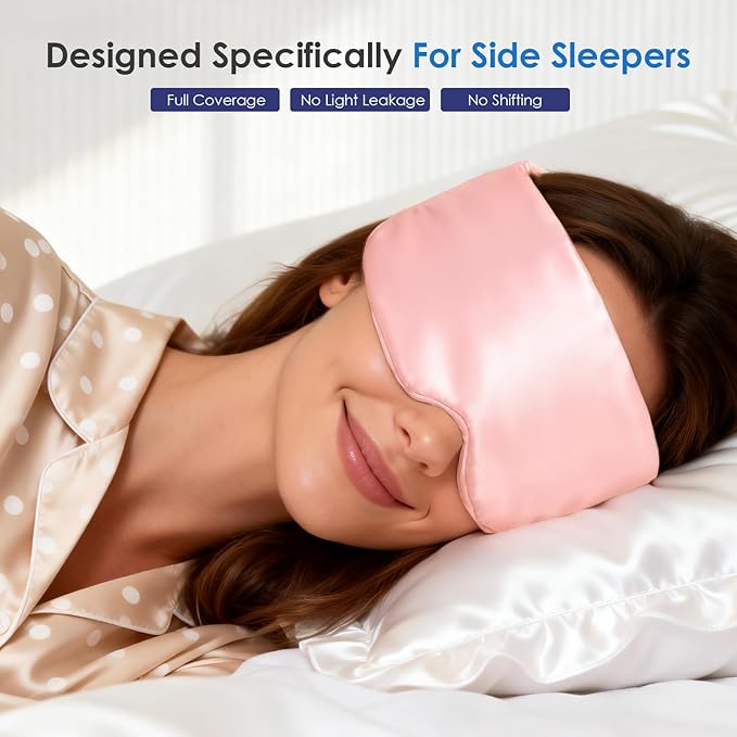Weighted Eye Mask Mystery Box - 1 Piece Only, Silk Sleep Mask for Side Sleepers, Adjustable Buckle, Light Blocking, with Storage Pouch, Ideal for Travel & Sleep, Random Color (Pink/Gray)