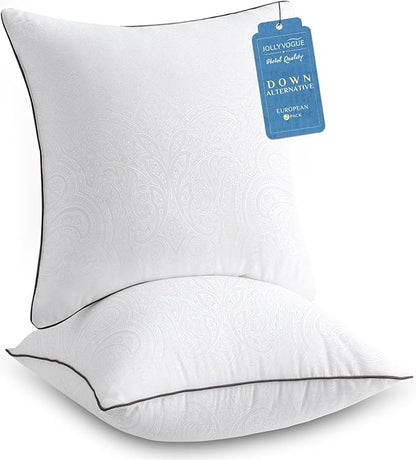 JOLLYVOGUE Euro Pillows for Sleeping, Soft and Supportive Throw Pillows for Couch, Bed and Sofa, Down Alternative Pillow, 26x26 Inches