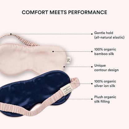 Clementine Mulberry Silk Sleep Mask | Full Blackout Contoured Eye Mask for Sleeping | Organic & Non-Toxic | Oversized Night Blindfold | Hypoallergenic & Frizz-Free Eye Cover for Deep Sleep