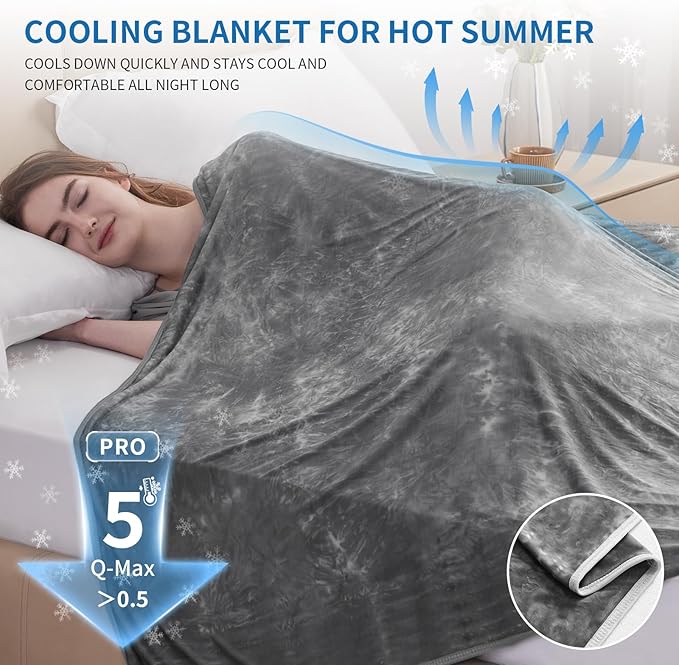 Guohaoi Cooling Blanket (90"x90"Queen Size) for Hot Sleepers and Night Sweats,Decortive Tie Dye,Arc-Chill Q-Max >0.5Cool Fiber,Ultra Cold Breathable,Comfortable,Keep Cool,All-Season