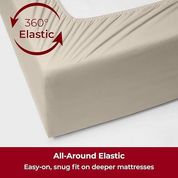 Mellanni Extra Deep Queen Sheets - 4 PC Iconic Collection Bedding - Hotel Luxury, Ultra Soft, Cooling Bed Sheets - Wrinkle, Fade, Stain Resistant (Queen, Golden Ivory)