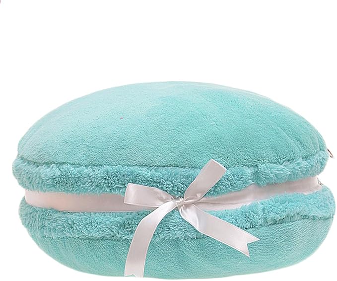 ChezMax Macaron Pillow Plush Back Bolster Cushion Microbead Throw Pillow Case Round Seat Cushion Home Decor Pillow for Sofa Bedroom Office Dormitory Car 14.5" Blue