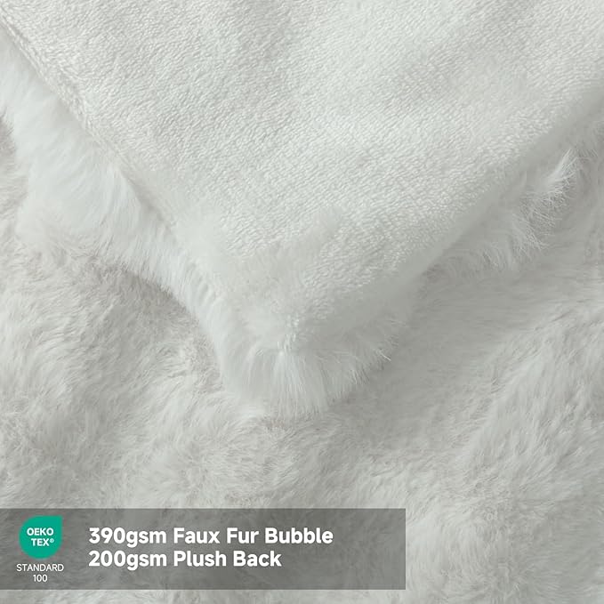 Heated Blanket Electric Throw- 50"x60" Soft Thick Bubble Electric Blanket for Sofa with 5 Heat Levels & 4 Hours Auto-Off Overheat Protection, Warm Cozy Gifts, Cream