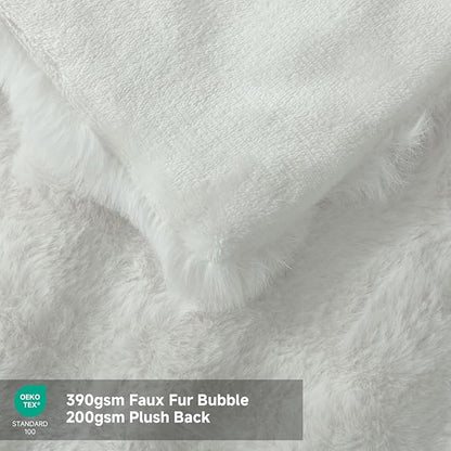 Heated Blanket Electric Throw- 50"x60" Soft Thick Bubble Electric Blanket for Sofa with 5 Heat Levels & 4 Hours Auto-Off Overheat Protection, Warm Cozy Gifts, Cream