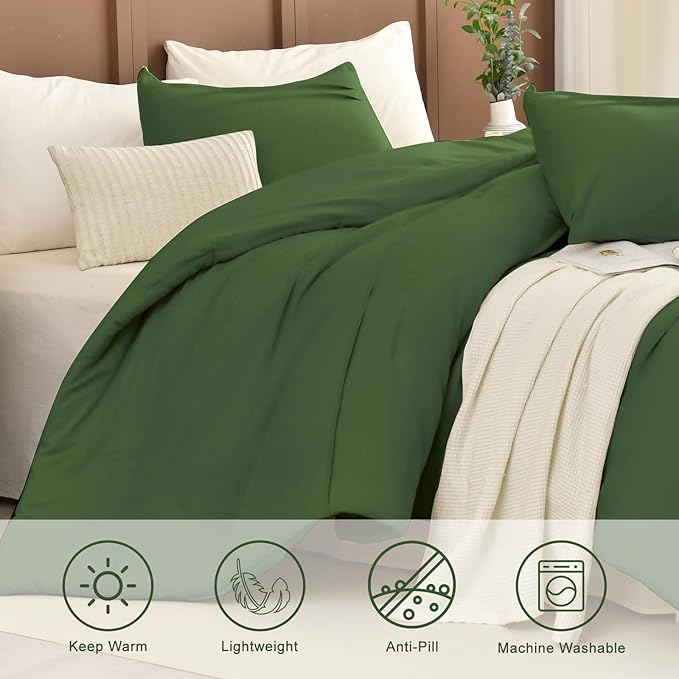 Masaca Olive Green Oversized King Comforter 120"x120",Pinch Pleat Dark Green Farmhouse Boho Bedding Set,3 Pieces Soft Lightweight Fluffy California King Comforter Set for All Season