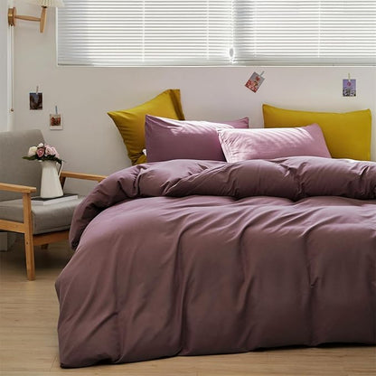CLOTHKNOW Dusty Purple Full Size Comforter Sets 3Pcs Pale Mauve Bedding Comforter Sets Soft All Season Women Girls Comforter with 2 x Pillow Cases