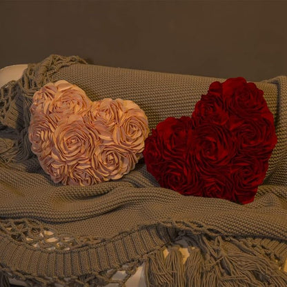 JWH Valentine's Day Throw Pillow Covers Decorative Flower Accent Pillow Cases Heart Shaped Cushion for Couch Living Room Bed Chair 14 x 16 Inches Red