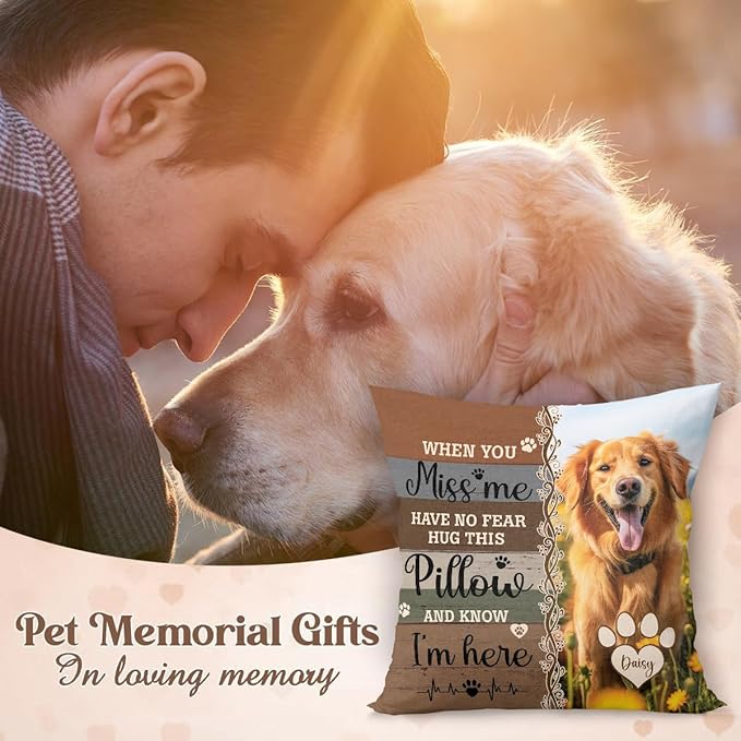 Custom Pet Memorial Throw Pillow (Insert Included), Dog Memorial Gifts For Loss Of Dog, Pet Pillows Photo, Pet Loss Gifts Sympathy Gifts For Pet, Pillow Case Cover, Square Pillow, Photo Pillow