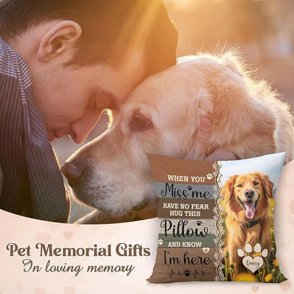Custom Pet Memorial Throw Pillow (Insert Included), Dog Memorial Gifts For Loss Of Dog, Pet Pillows Photo, Pet Loss Gifts Sympathy Gifts For Pet, Pillow Case Cover, Square Pillow, Photo Pillow