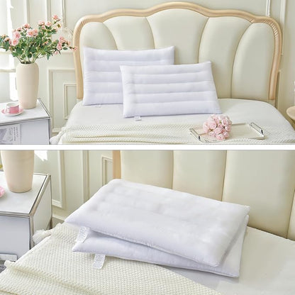 2 Pack Thin Pillow for Stomach and Back Sleeper Low Pillow Flat Bed Pillow Flat Design Pillows Ultra Slim 2.5 Inches Deeper Sleep (Pack of 2)