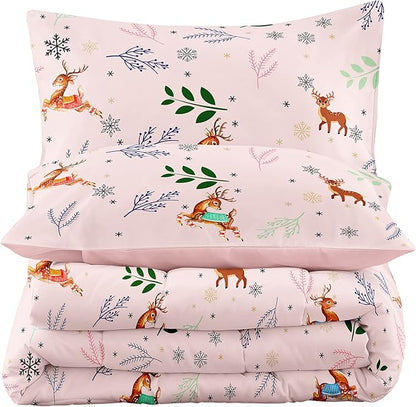 Tailor Shop Girls Twin Bedding Set,Deer Bedding Sets,Pink Comforter Set,Kids Comforter Sets for Girls,1 Pillowcase…