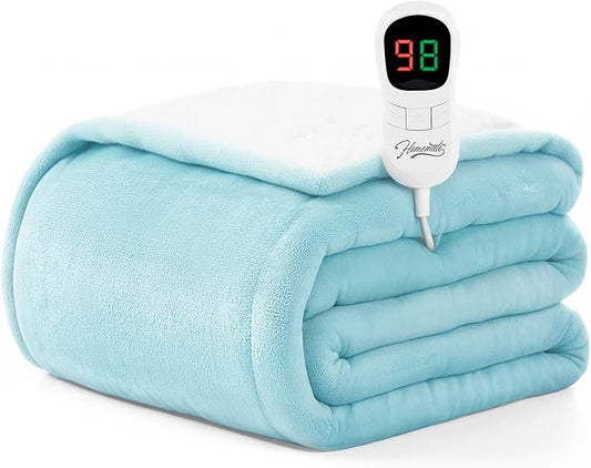 Homemate Electric Heated Blanket Full Size - 72"x84" Heating Blanket Full Size 1/2/4/6/8 Hours Auto-Off 10 Heat Level Over-Heat Protection Flannel Sherpa ETL Certification