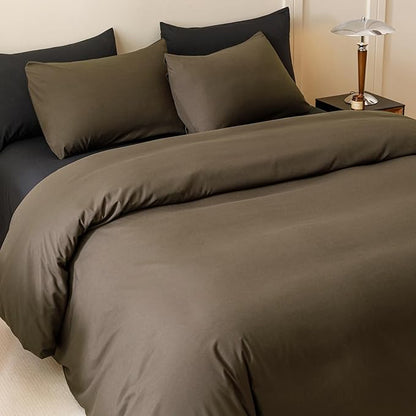 CLOTHKNOW Chestnut Brown Twin/Twin XL Comforter Set 3Pcs Brown Bedding Comforter Sets Mocha Coffee Comforter Soft Dark Brown Comforter with 2 x Pillow Cases