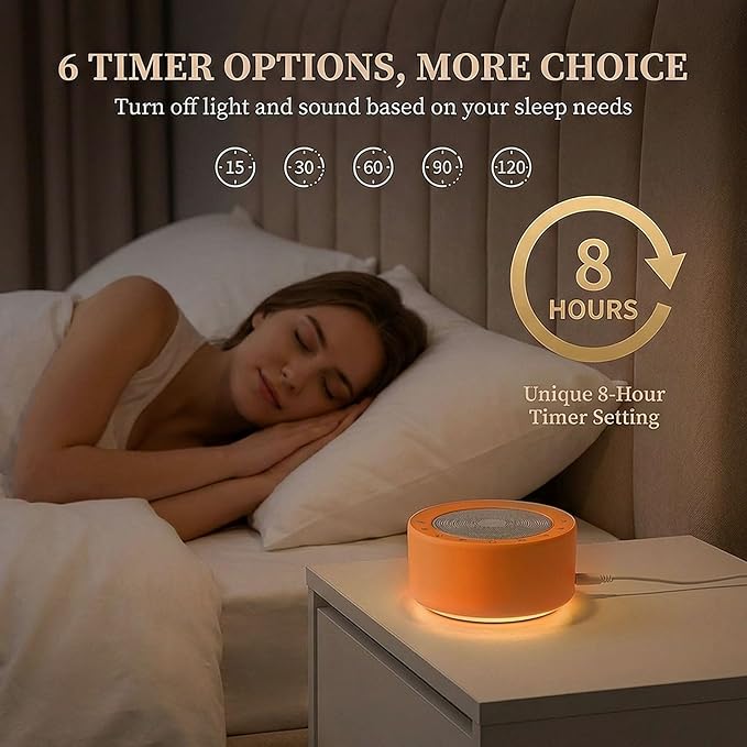 Nursery Lamp with Sound Machine, Mood Lighting, 7 Colors Night Light, 30 Soothing Sounds, White Noises for Baby, Adults. Timer, Plug in, Memory Function, Touch Control