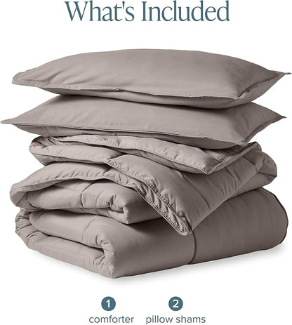 Bare Home Comforter Set - Queen Size - Ultra-Soft - Goose Down Alternative - Premium 1800 Series - All Season Warmth (Queen, Khaki)
